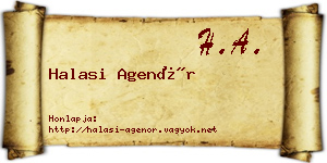 Halasi Agenór névjegykártya